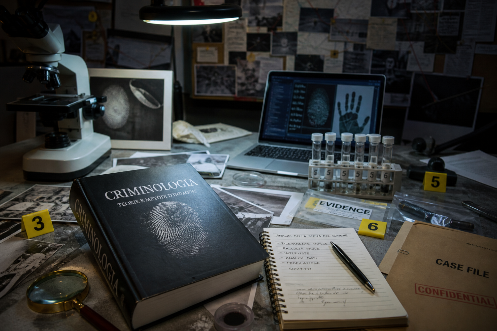 Microscopio e materiali forensi